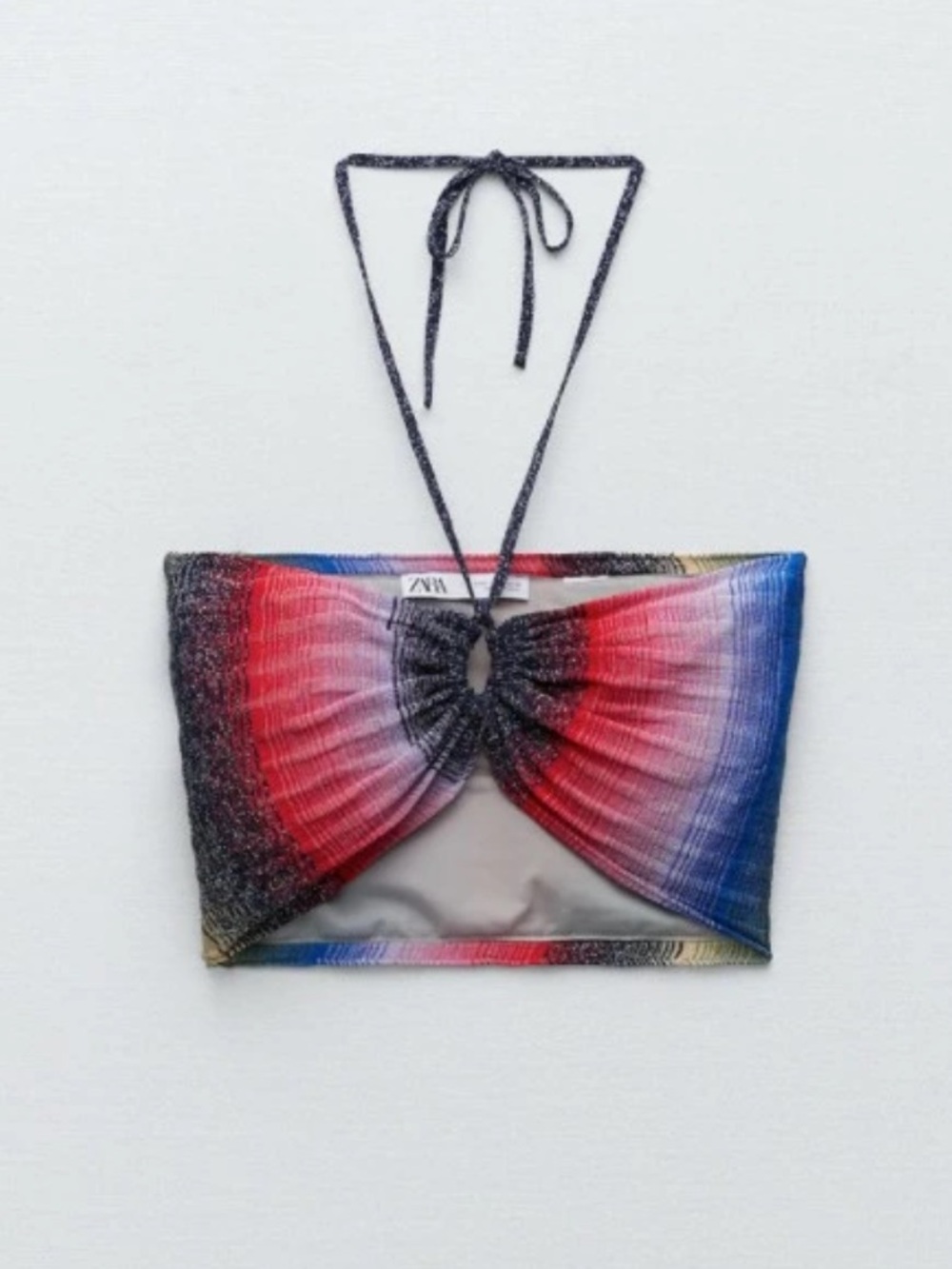 Zara Fairy style Rainbow Multicolor Metallic Bandeau Halter Top. Blogger. Rave. - Picture 2 of 13